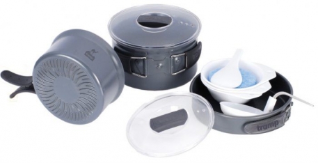 Набор посуды Tramp из анодированного алюминия на 2-3 персоны с рифленым дном