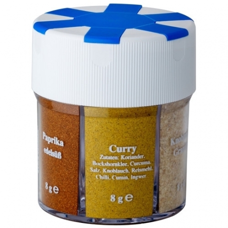 Контейнер з приправами trek'n Eat Seasonings Dispenser 6-parts filled (сіль, чорний перець, білий перець, паприка, часник, карі)